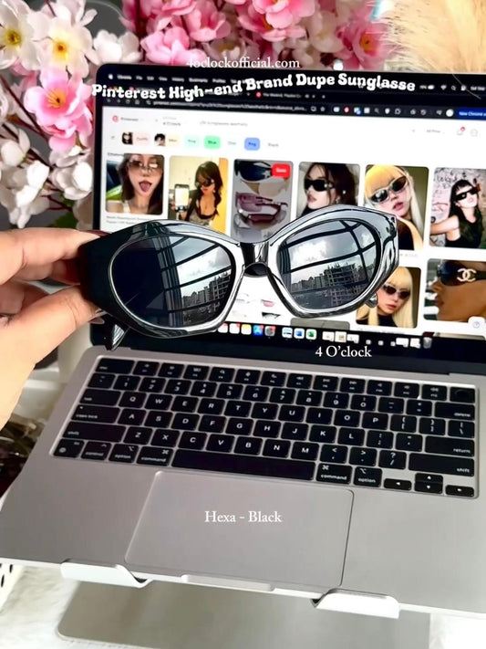 S20: Pinteresty High-End Brand Dupe Sunglasses - Hexa-Black (with box)