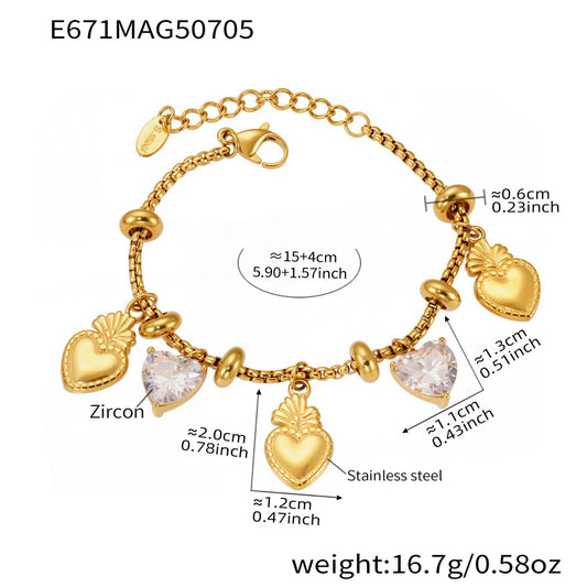 BN51: 18K Gold Plated Premium Stainless Steel Charm Bracelet