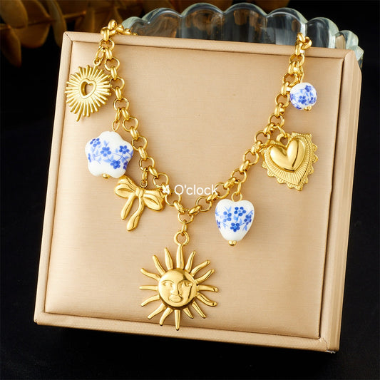 CS08: 18K Gold Plated Premium Stainless Steel Charm Necklace