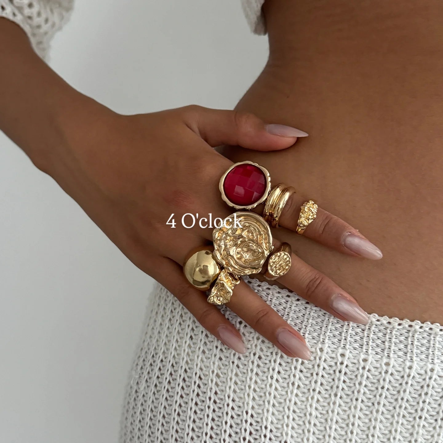 ✨RS113: Maximalistic Finger Ring Sets (Golden) - 7pcs (Adjustable-Non adjustable mixed sizes)