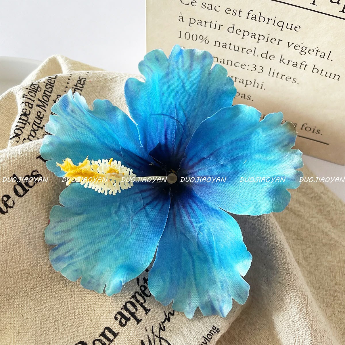 Hibiscus Flower Side Hair Clip: Blue