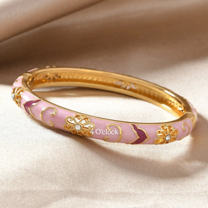 ✨🦢VC165: Vintage Victorian Enamel Bangles : Lotus Love 🌸🕯️