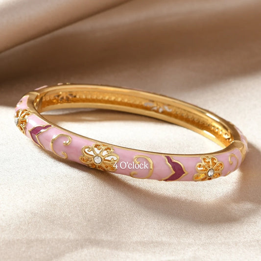 ✨🦢VC165: Vintage Victorian Enamel Bangles : Lotus Love 🌸🕯️