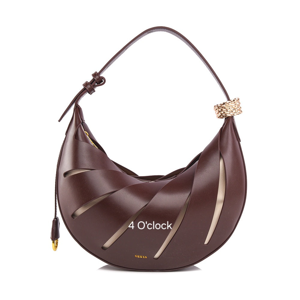 Crescent Hollow Out Handbag: Dark Coffee
