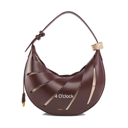 Crescent Hollow Out Handbag: Dark Coffee