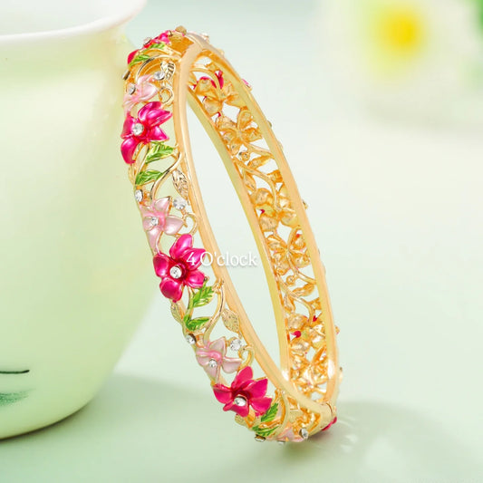 ✨🏰VC19: Cloisonné Vintage Victorian Bangles : Red & Pink 🌸🕯️