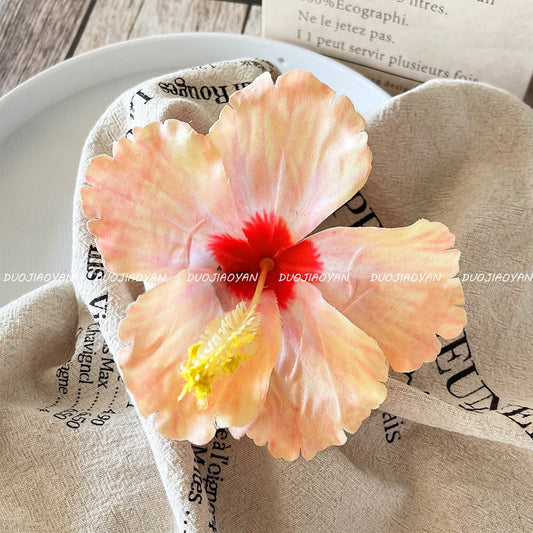 Hibiscus Flower Side Hair Clip: Champagne