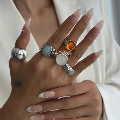 ✨RS76: Maximalistic Finger Ring Sets (Silver) - 5pcs (Full set adjustable)