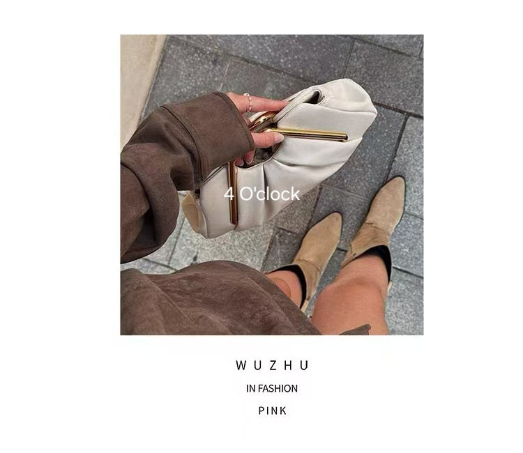 Metal Frame Handbag: Off-white