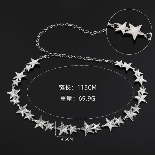 WC32: Pinteresty Waist Chains: Textured Star (Silver)