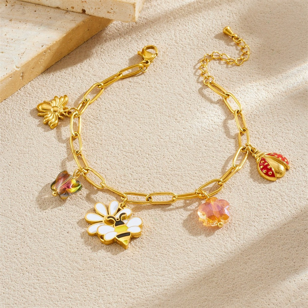 BN05: 18K Gold Plated Premium Stainless Steel Charm Bracelet