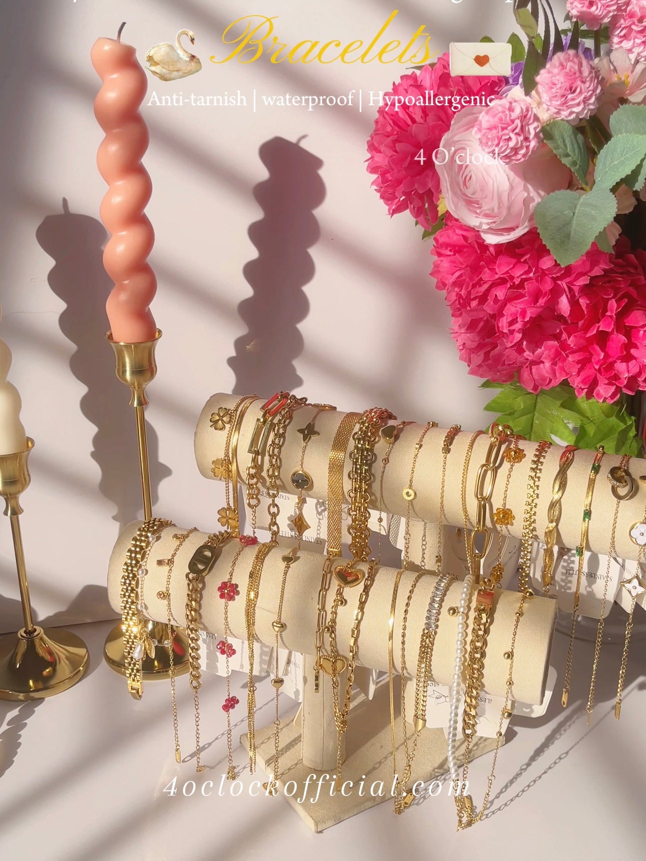 B08: 18k Gold Plated Stainless Steel Minimalist Bracelet:Watch Chain (Silver)