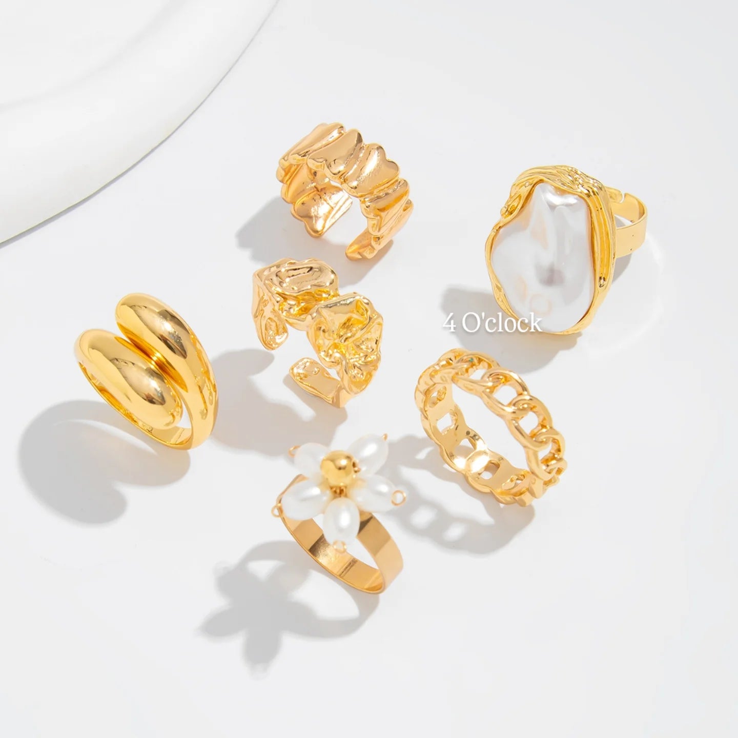 ✨RS109: Maximalistic Finger Ring Sets (Golden) - 6pcs (Adjustable-Non adjustable mixed sizes)