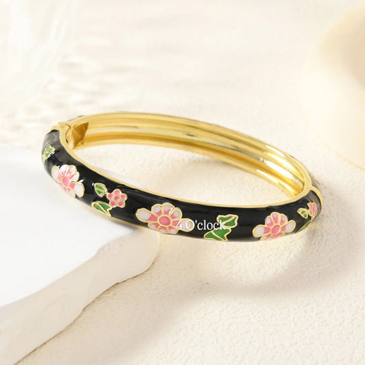 ✨🦢VC183: Vintage Victorian Enamel Bangles : Dark Iris 🌸🕯️