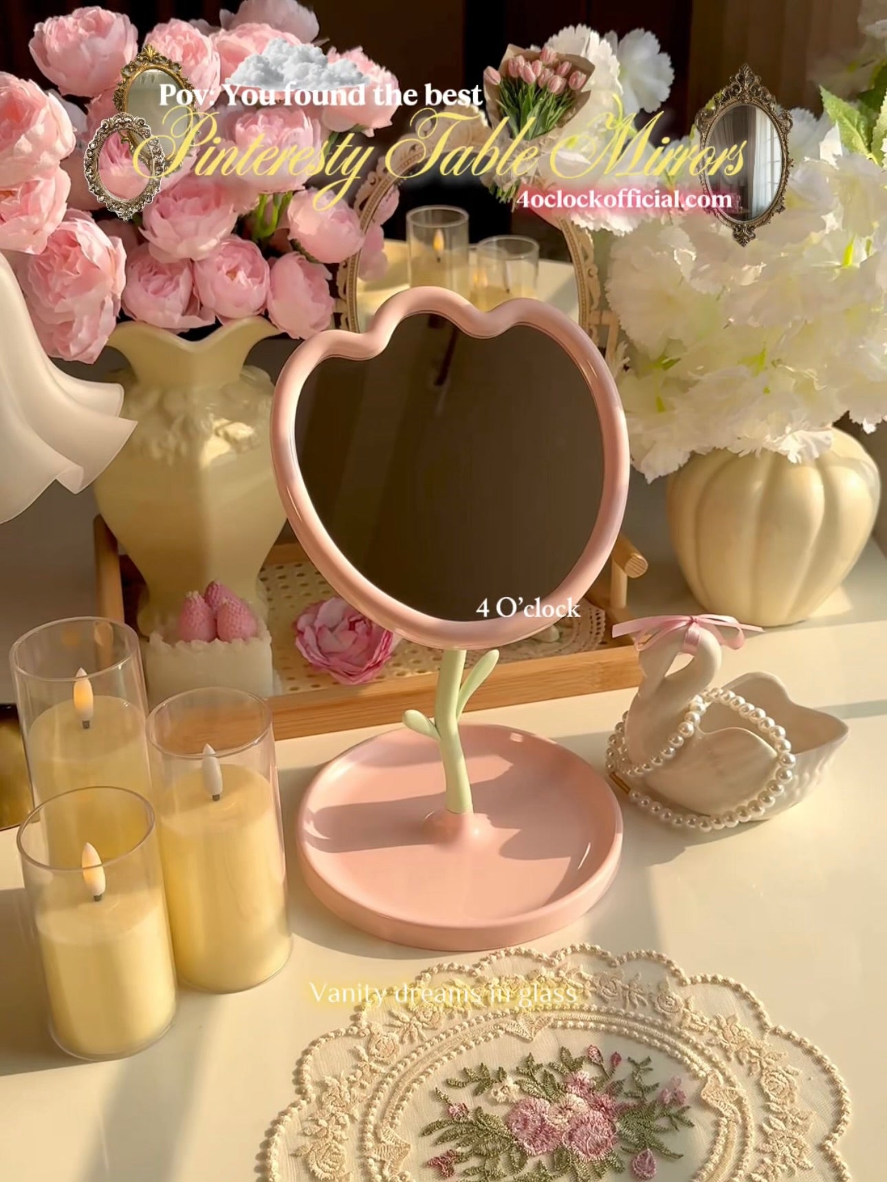 M23: Pinteresty Tulip Shape Mirror: Pink