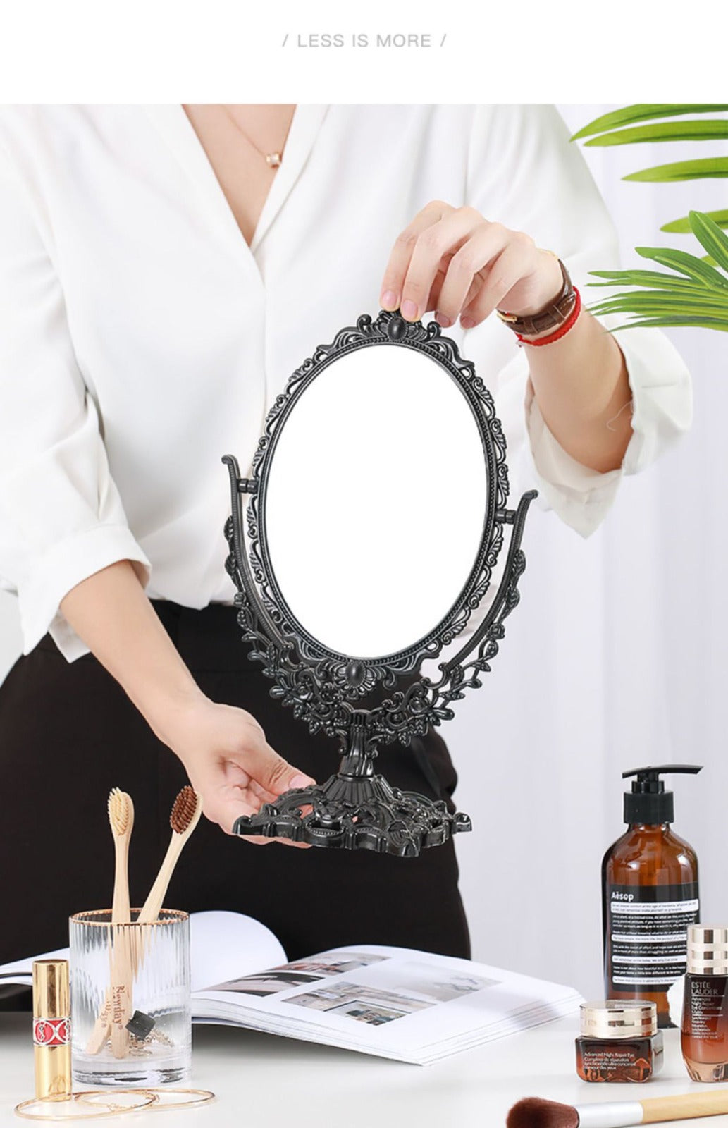 M25: Vintage Mirror: Vintage Oval: Black