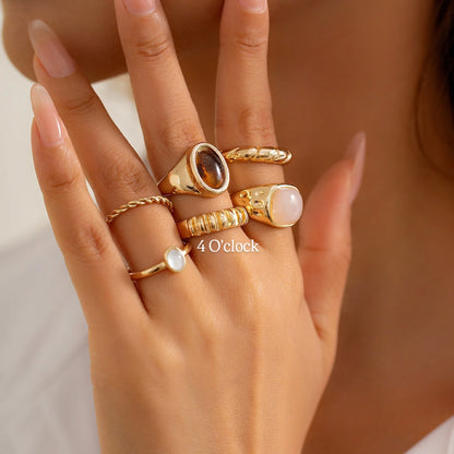 ✨RS99: Maximalistic Finger Ring Sets (Golden) - 6pcs (not adjustable)