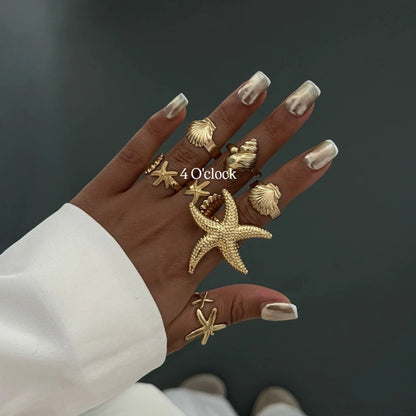 ✨RS96: Maximalistic Finger Ring Sets (Golden) - 7pcs (Full set adjustable)