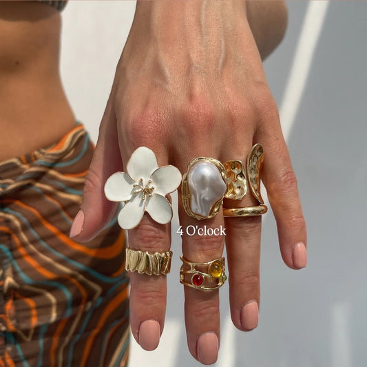 ✨RS39: Maximalistic Finger Ring Sets (Golden) - 6pcs (Full set adjustable)