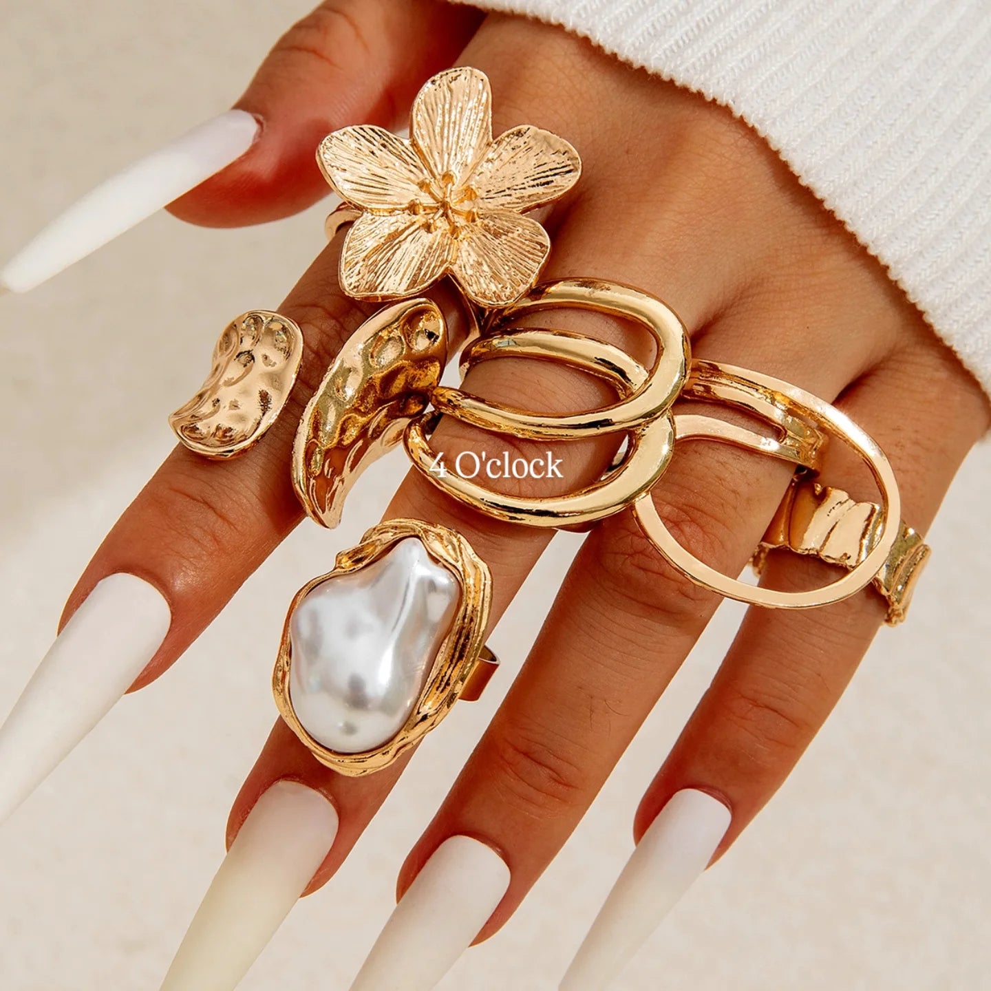 ✨RS82: Maximalistic Finger Ring Sets (Golden) - 6pcs (Adjustable-Non adjustable mixed sizes)