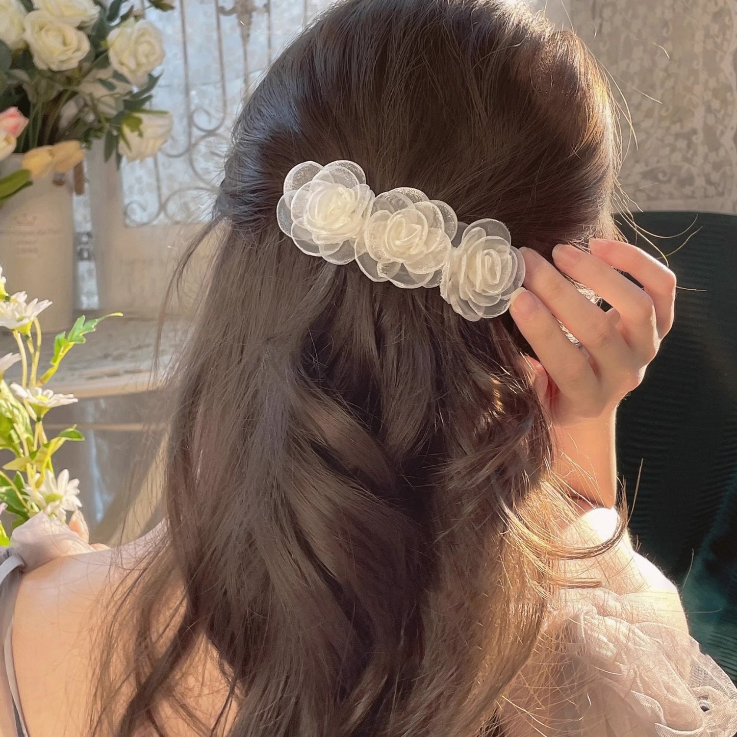 Rose Hairclip: Chiffon
