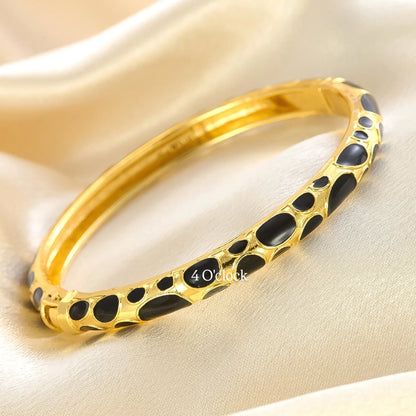 ✨🦢VC147: Vintage Victorian Enamel Bangles : Midnight Leopard 🌸🕯️