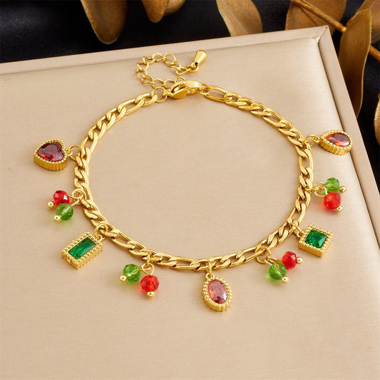 BN28: 18K Gold Plated Premium Stainless Steel Charm Bracelet