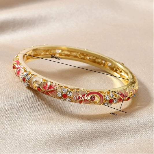 ✨🦢VC170: Vintage Victorian Enamel Bangles : Red Flame 🌸🕯️