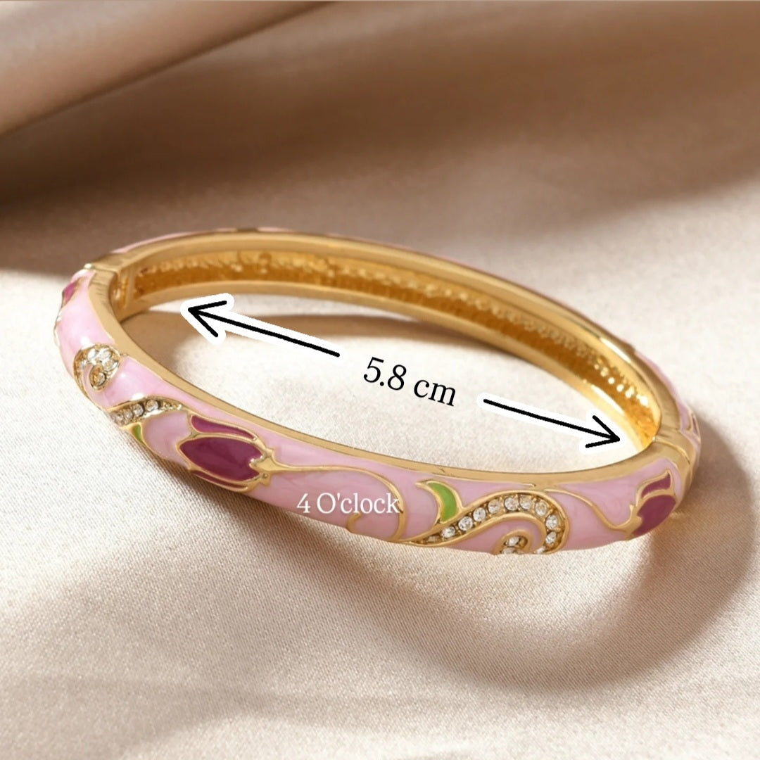 ✨🦢VC194: Vintage Victorian Enamel Bangles : Azure Whirl 🌸🕯️