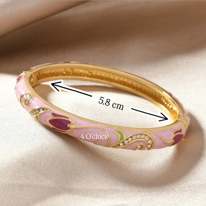 ✨🦢VC194: Vintage Victorian Enamel Bangles : Azure Whirl 🌸🕯️