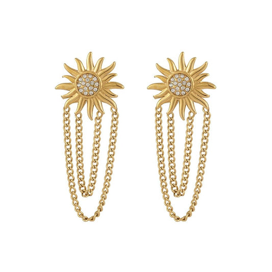 Stainless Steel Tassel Earrings: Royal Sun
