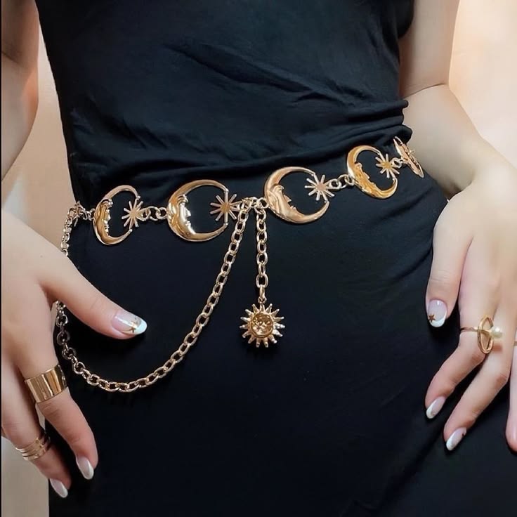 WC07: Pinteresty Waist Chains: Half Moon Star (Golden)