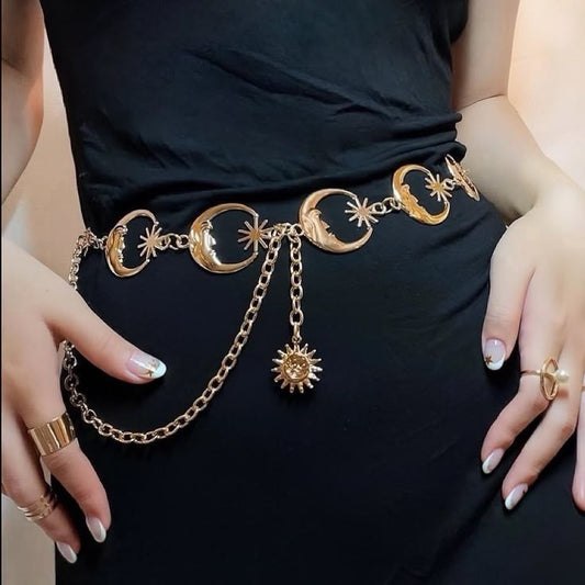 WC07: Pinteresty Waist Chains: Half Moon Star (Golden)