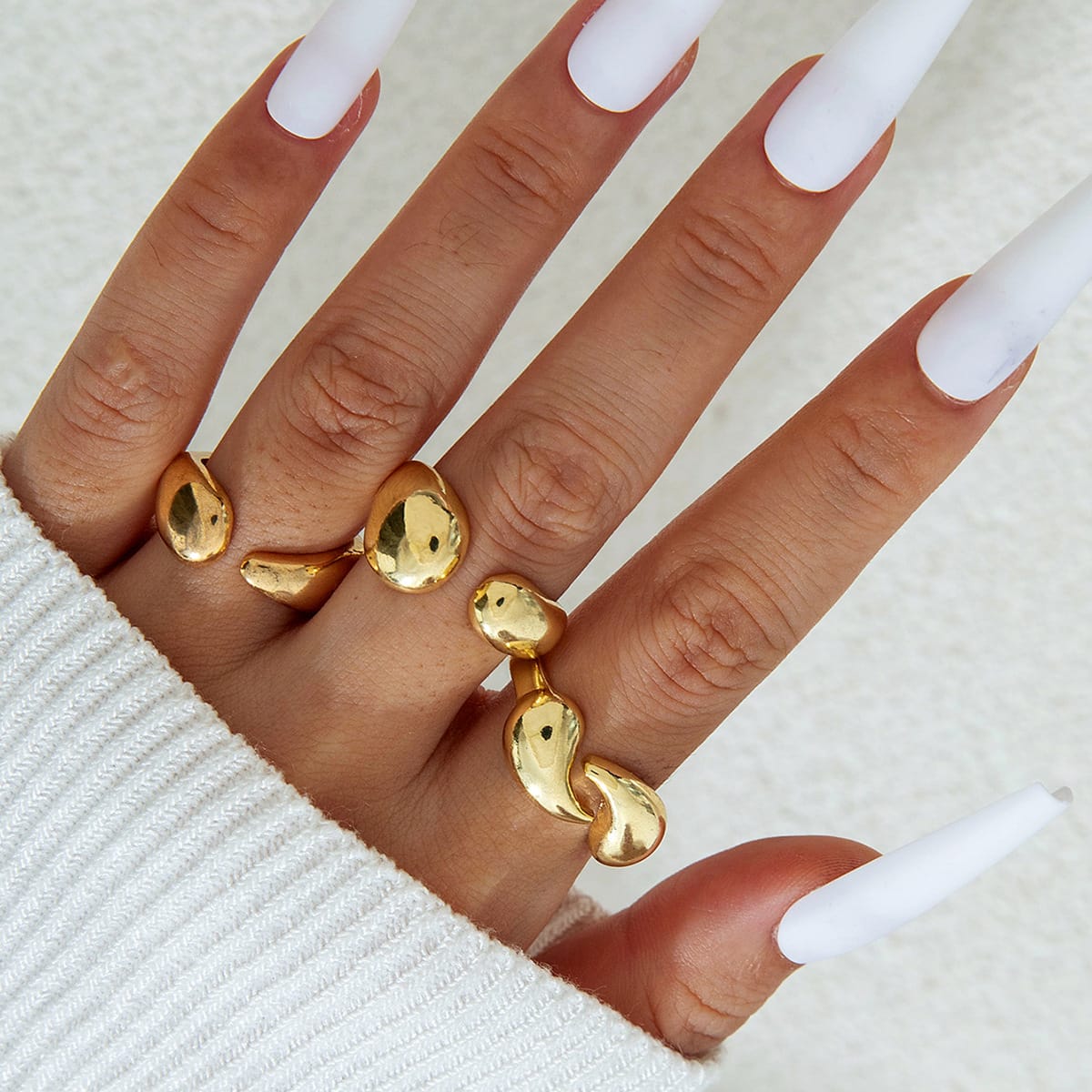 RS150: Maximalistic Finger Ring Sets (golden) - 3pcs