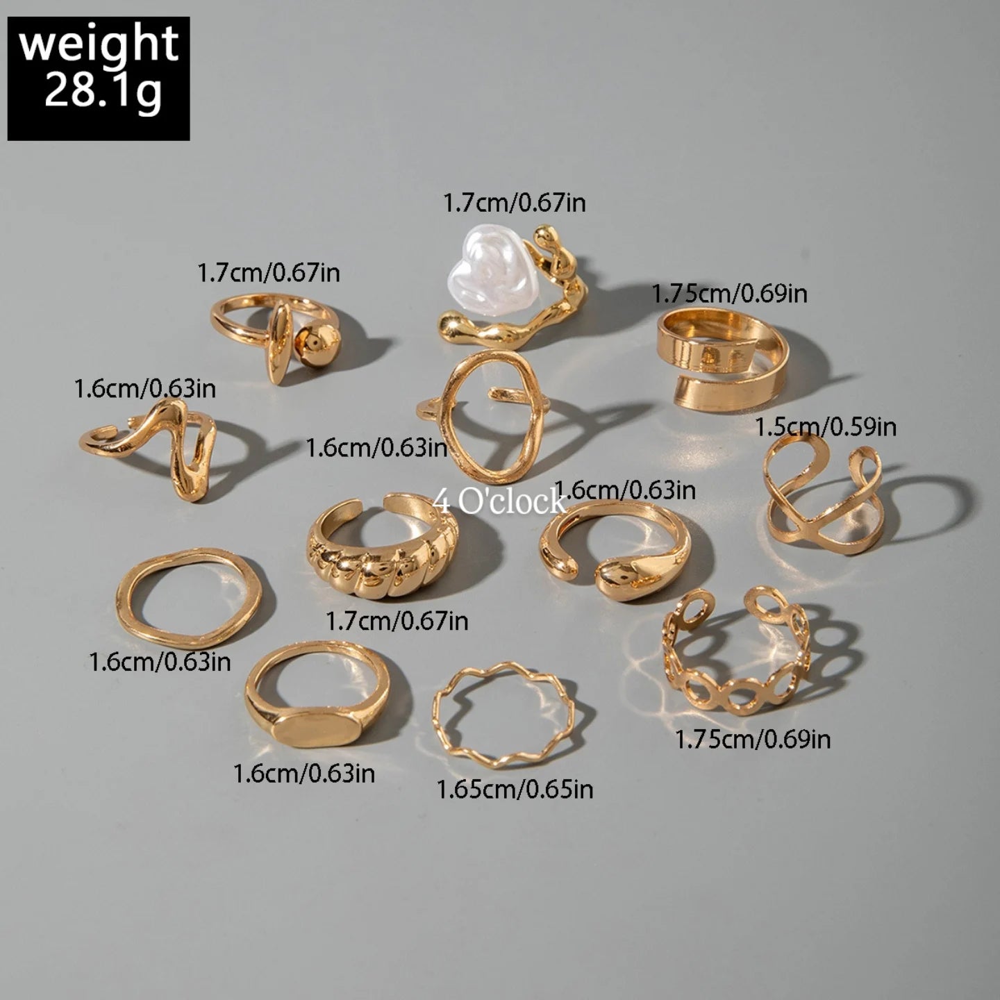 ✨RS84: Maximalistic Finger Ring Sets (Golden) - 12pcs (Adjustable-Non adjustable mixed sizes)