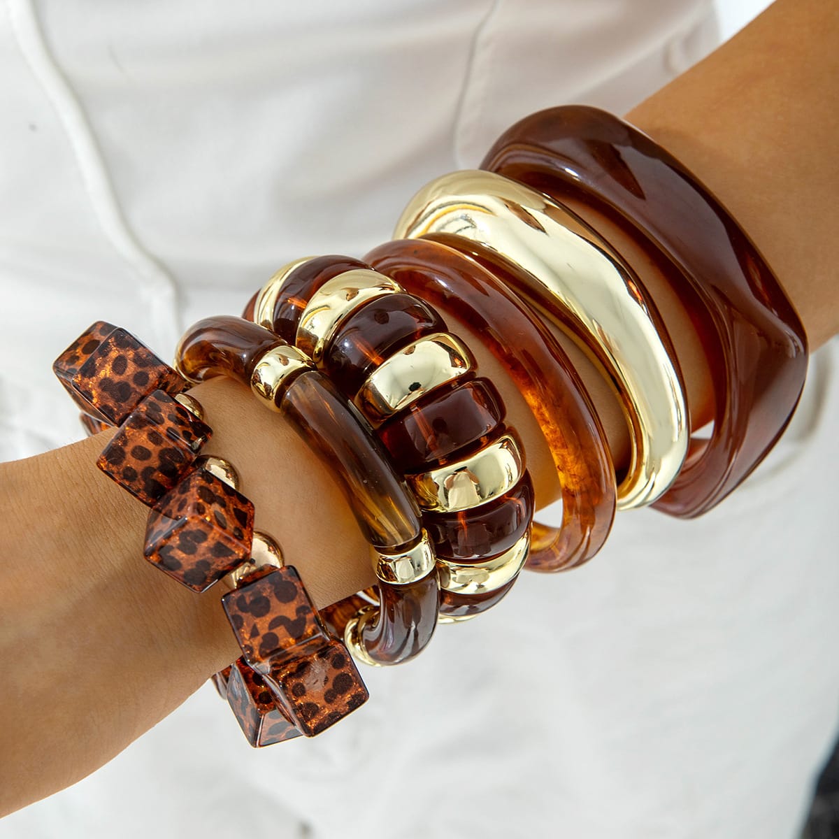 HC215: Trendy Resin Bangle Set (6 pcs)