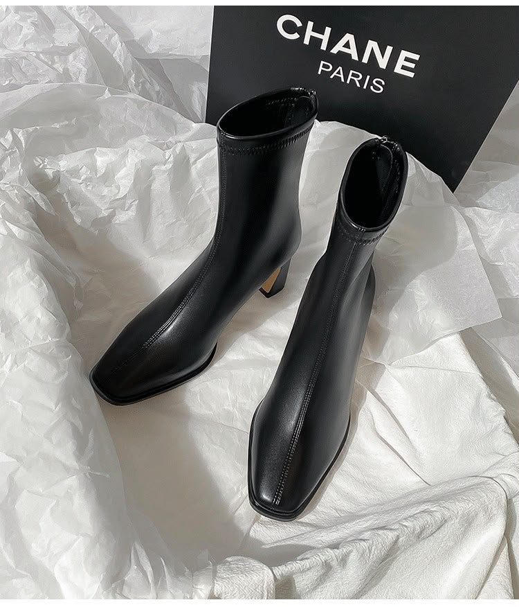 Square Toe Ankle Boots: Black, Brown, Off-white (PRE ORDER ONLY)