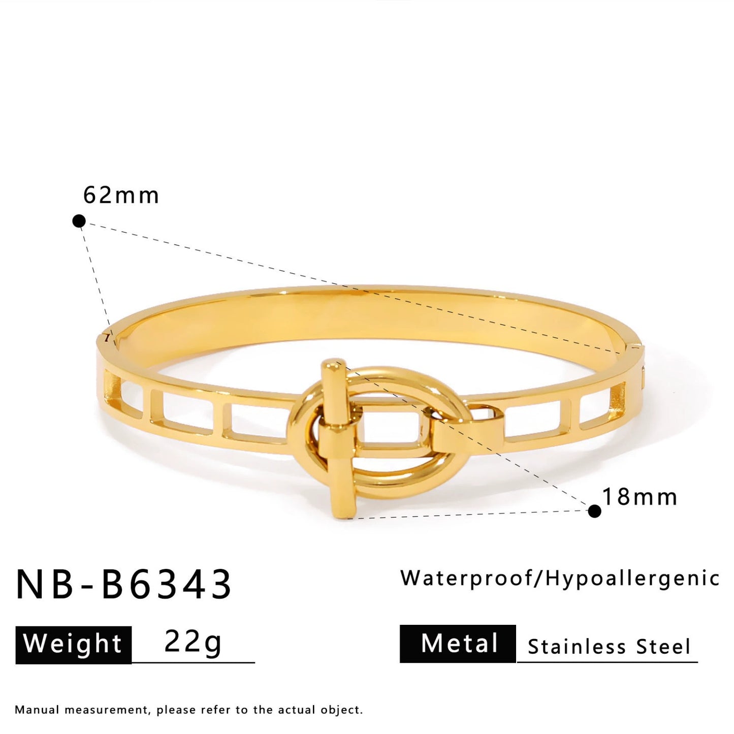CB43: 18k Gold Plated Premium Stainless Steel Cuff Bangles
