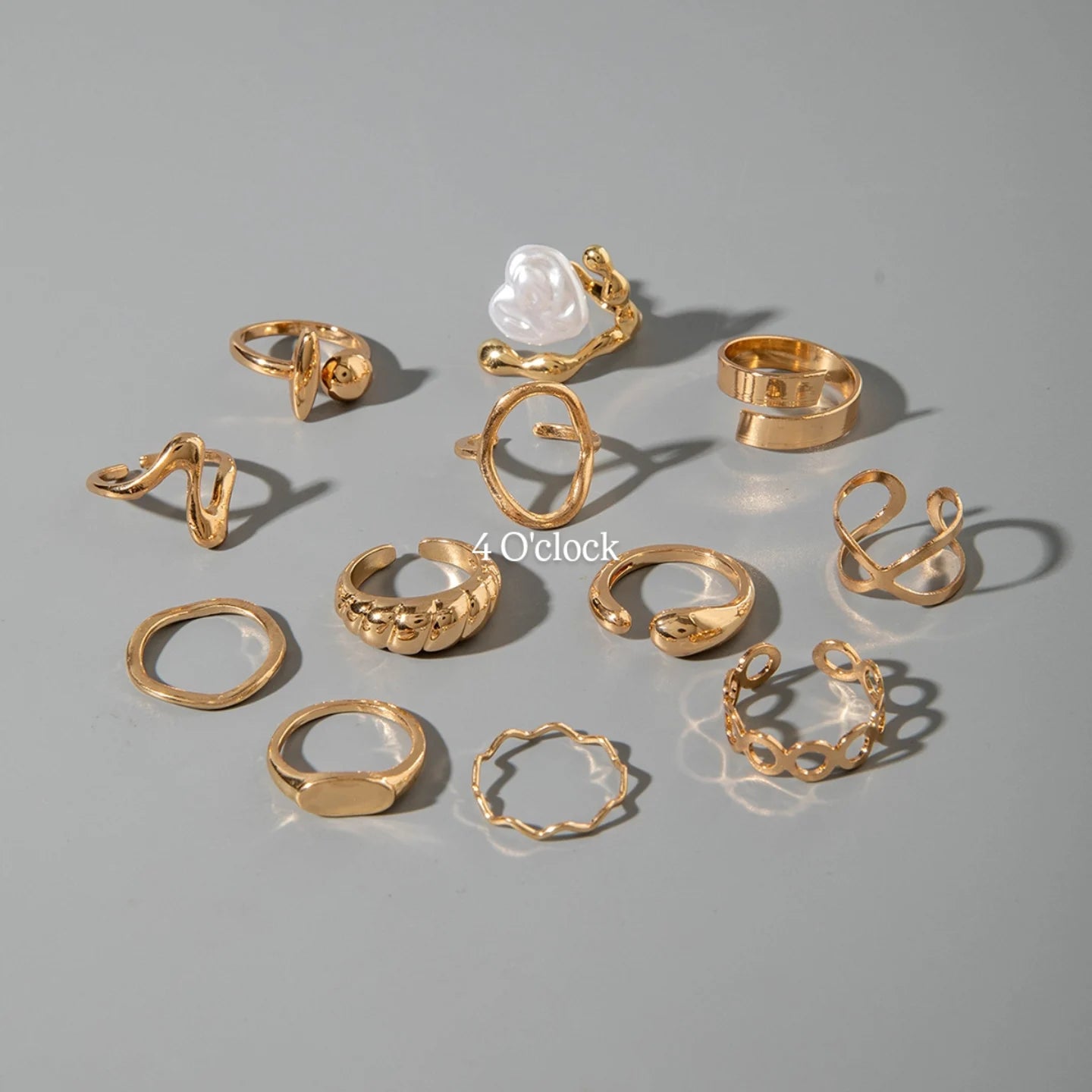 ✨RS84: Maximalistic Finger Ring Sets (Golden) - 12pcs (Adjustable-Non adjustable mixed sizes)