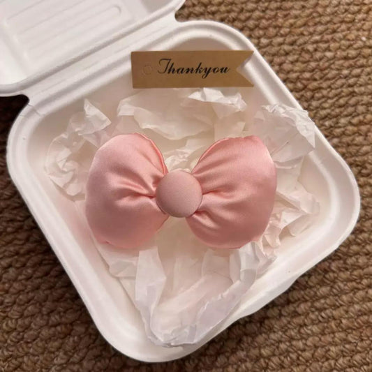 Satin Bow Hairclip: Pink