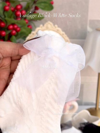 Vintage Socks: White Bow