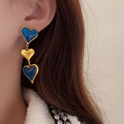Vintage Earrings: Deep Ocean Heart