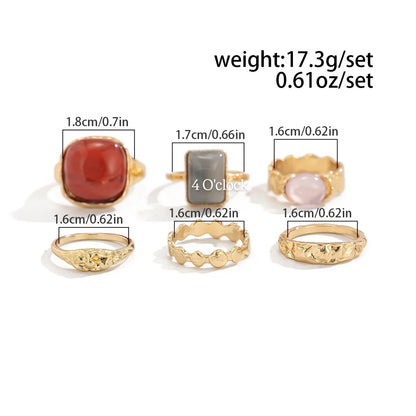 ✨RS100: Maximalistic Finger Ring Sets (Golden) - 6pcs (not adjustable)