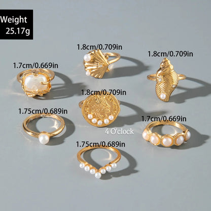 ✨RS43: Maximalistic Finger Ring Sets (Golden) - 7pcs (Non adjustable)