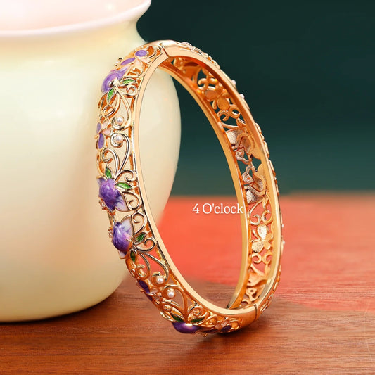 ✨🏰VC65: Cloisonné Vintage Victorian Bangles : Purple 🌸🕯️