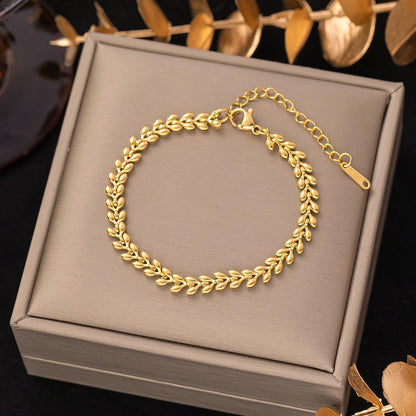 B15⚜️18k Gold Plated Stainless Steel Bracelet: Wheat Ear✨