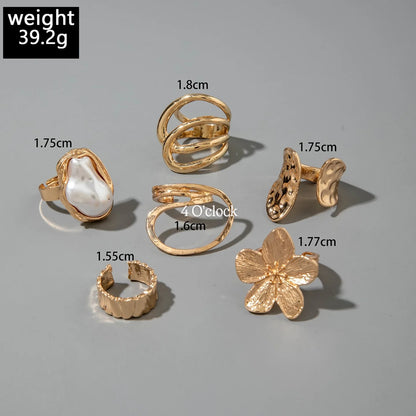 ✨RS82: Maximalistic Finger Ring Sets (Golden) - 6pcs (Adjustable-Non adjustable mixed sizes)