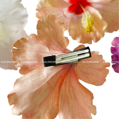 Hibiscus Flower Side Hair Clip: Champagne