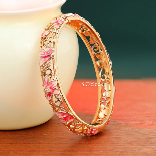 ✨🏰VC43: Cloisonné Vintage Victorian Bangles : Red & Pink 🌸🕯️