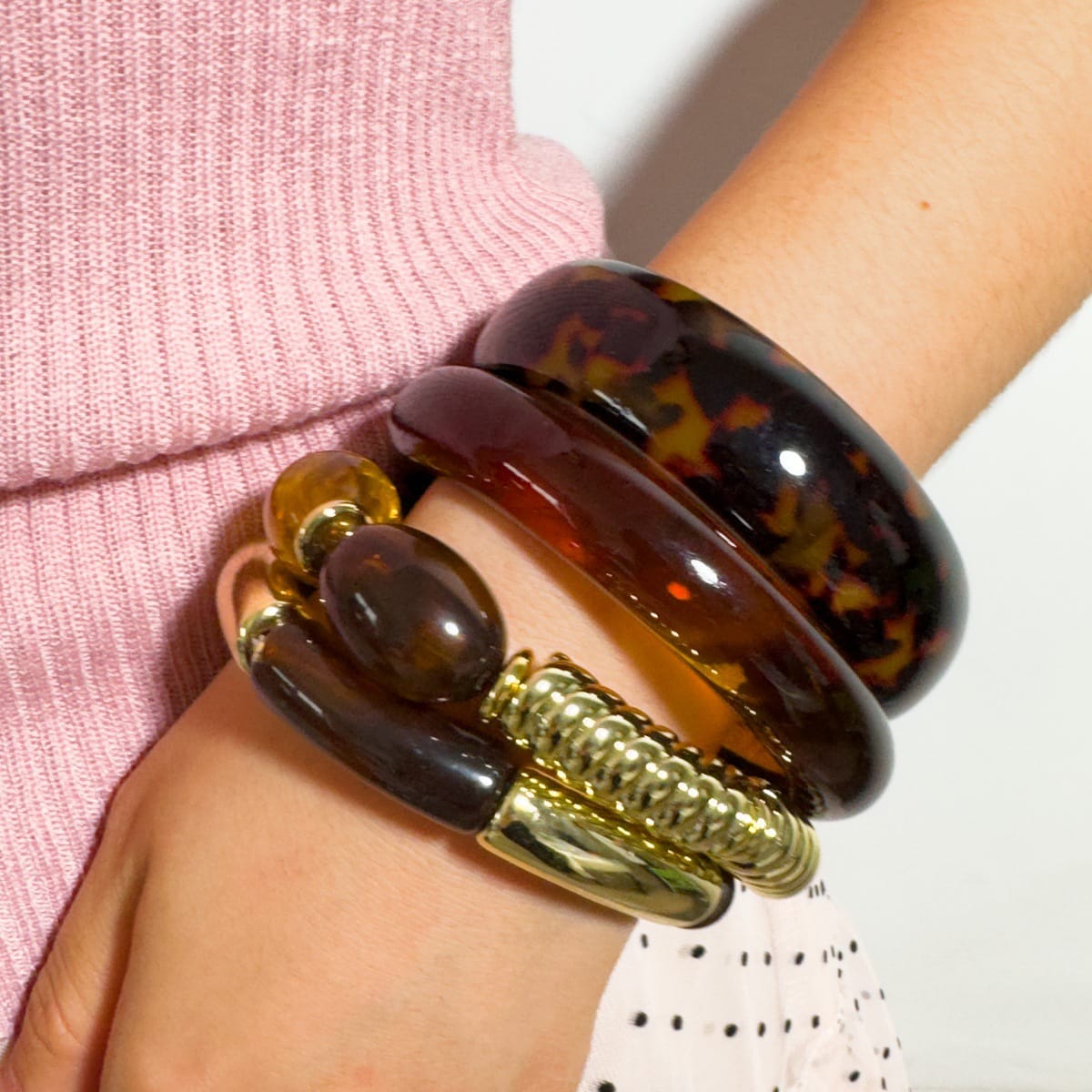HC222: Trendy Resin Bangle Set (4pcs)